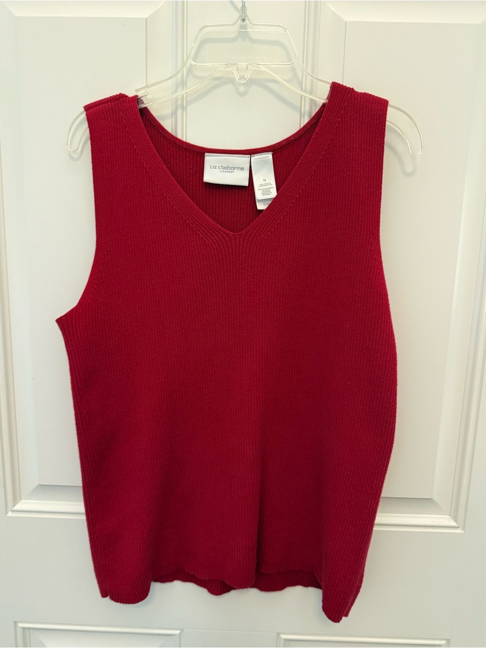Liz Claiborne Deep Red V-Neck Knit Shell